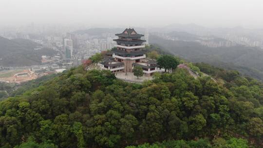 航拍广东惠州高榜山挂榜阁