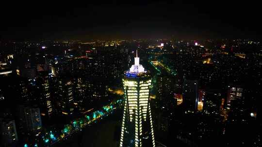 杭州市区西湖文化广场夜景视频素材