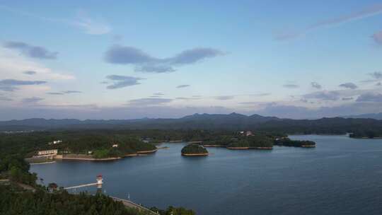 航拍湖北随州琵琶湖风景区