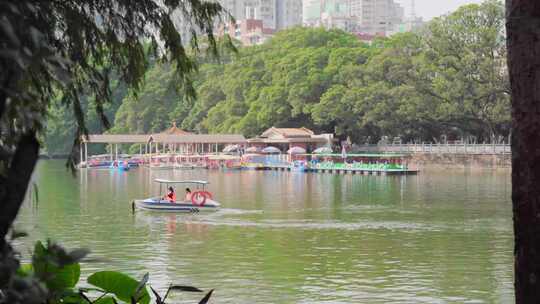 4K广州东山湖公园游船