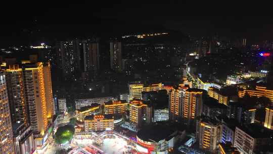 四川达州中心广场达州市购物广场夜景航拍