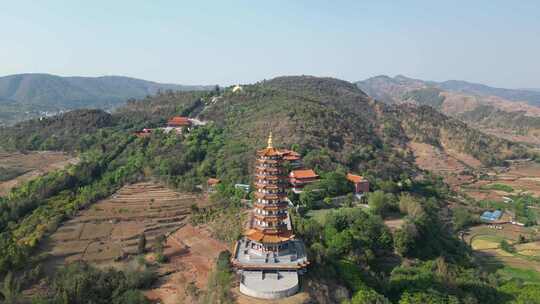 云南弥勒锦屏山景区航拍