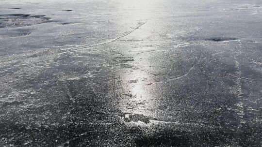 潮白河冰面自然美风景天空倒影在路上