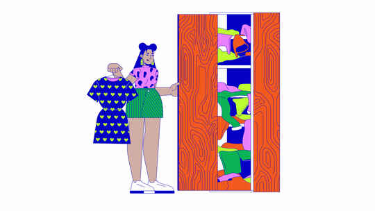 拉美女性开场超载衣柜线卡通动画