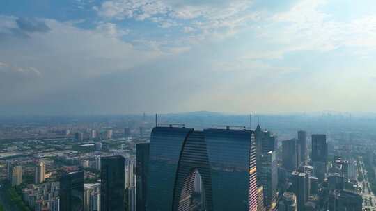 江苏苏州金鸡湖景区东方之门唯美大气城市素