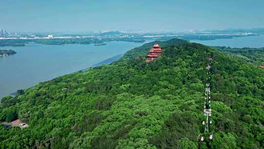 武汉东湖公园风景区自然风光航拍视频