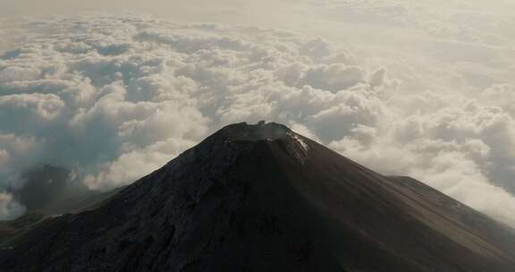 火山，危地马拉，峰，烟