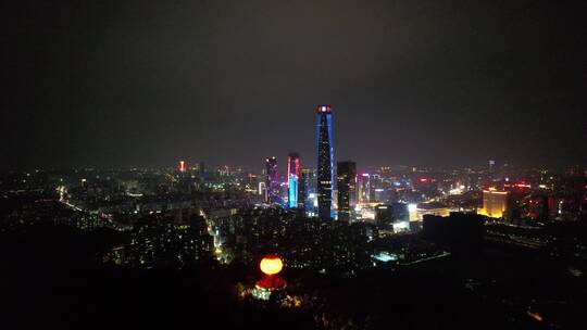 航拍东莞市区夜景