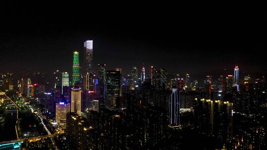 4K航拍广州地标城市群夜景3