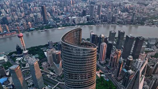 4K原创最新上海陆家嘴摩天大楼航拍