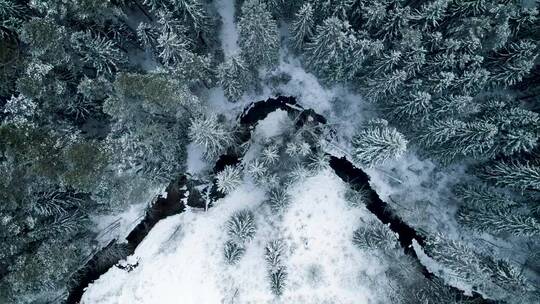 冬季森林被雪覆盖_顶级航拍