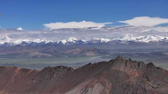 普莫雍错雪山湖泊航拍