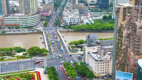 浙江省宁波市江北区老外滩外滩大桥街景余姚