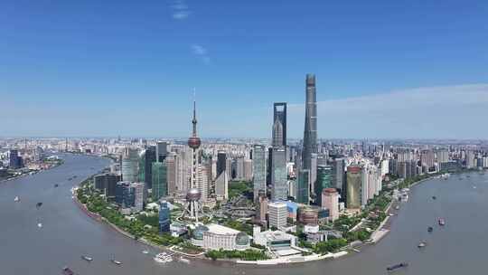 上海陆家嘴CBD大景黄浦江航拍
