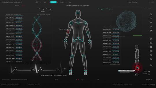 细胞人体DNA科幻屏幕HUD操作系统智能界面视频素材模板下载