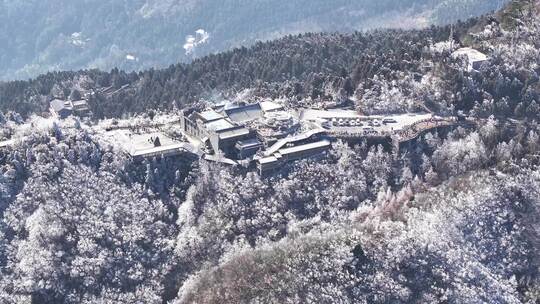 湖南衡阳南岳衡山祝融峰雾凇航拍