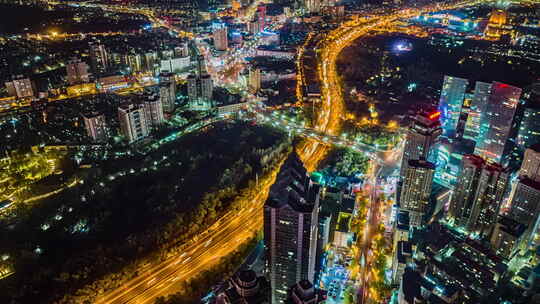 新疆乌鲁木齐城市夜景航拍