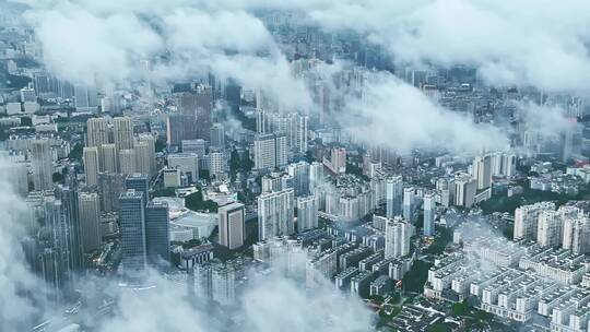 城市云海风光大气航拍