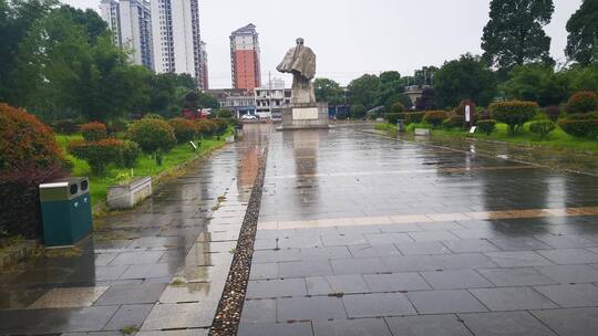旅游景区湖南湘阴县左宗棠文化广场实拍