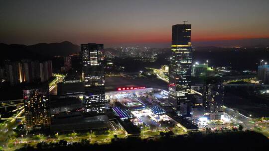 深圳北站夕阳夜景视频素材模板下载