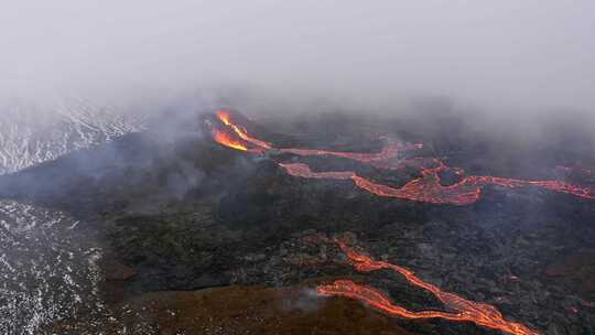 火山，熔岩，喷发，烟雾