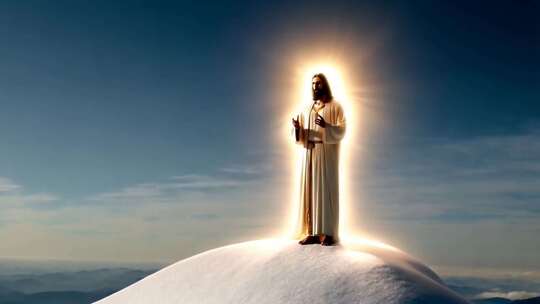 山顶发光人物形象素材