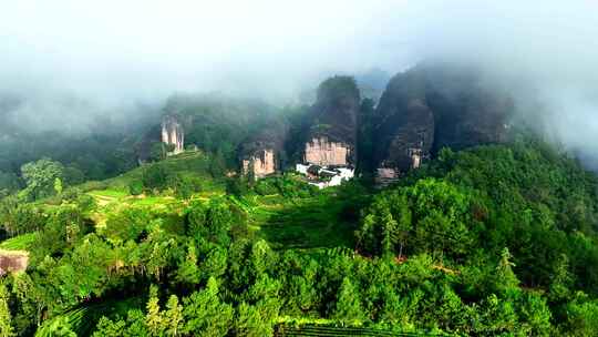 武夷山马头岩云雾云海日出航拍