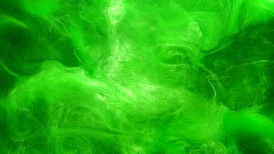 霓虹绿烟雾在相互融合流动绿色背景