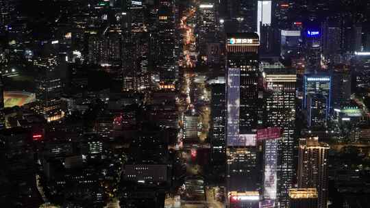 深圳南山区CBD高楼大厦夜景航拍