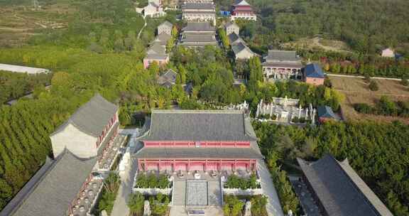 大连宝华寺航拍建筑景色