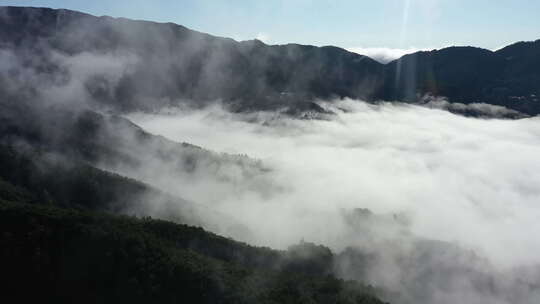 江西某地航拍高山云雾云海森林