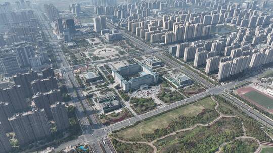 滁州市政府大画面建筑群航拍