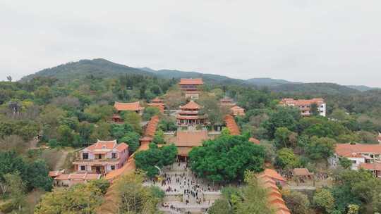 福建泉州少林寺寺庙建筑航拍