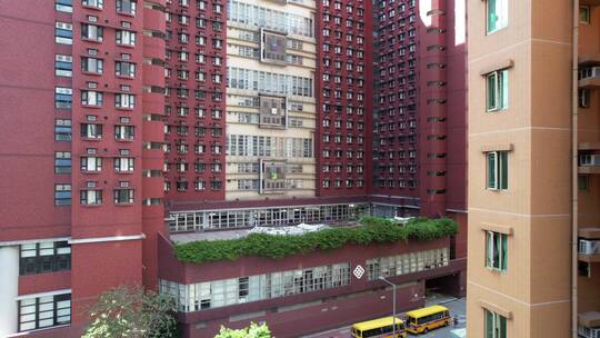 香港PolyU大楼-美好感人物拉近镜头航拍