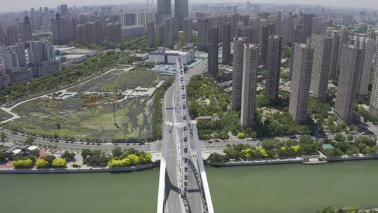 摩天轮航拍 城市航拍 永乐桥 天津之眼 海河视频素材模板下载