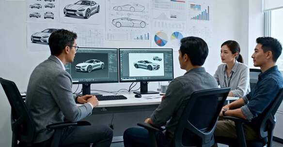 汽车设计师团队会议场景