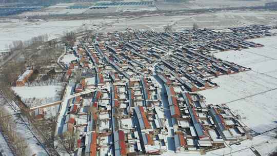 4K航拍北方雪景农村