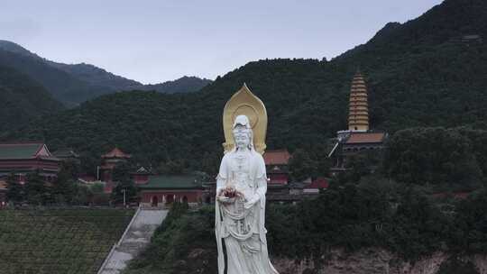 航拍宜阳灵山寺送子观音