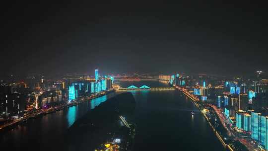 长沙湘江两岸夜景风光都市江滨城市夜晚风景