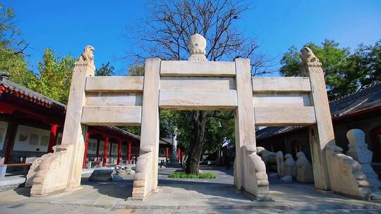 北京石景山石刻艺术馆石牌坊视频素材