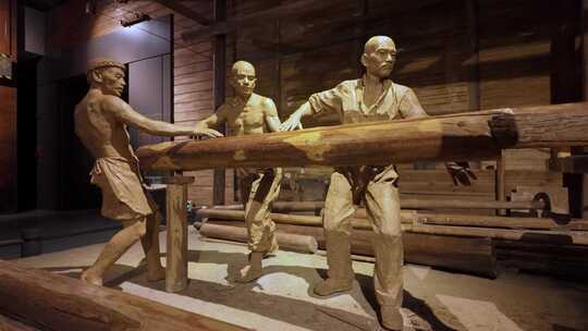 木材厂工作场景雕塑