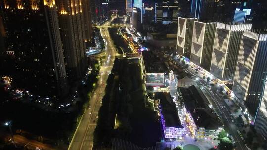 航拍武汉城市夜景楚河汉街视频素材模板下载