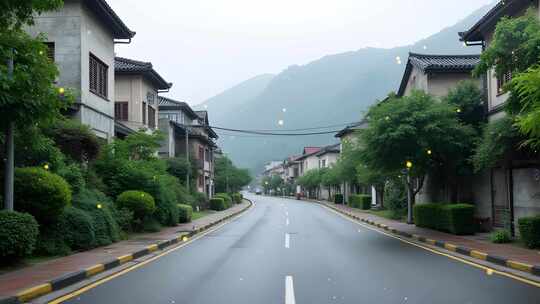 4k东莞茶山镇道路风光舞台背景粒子