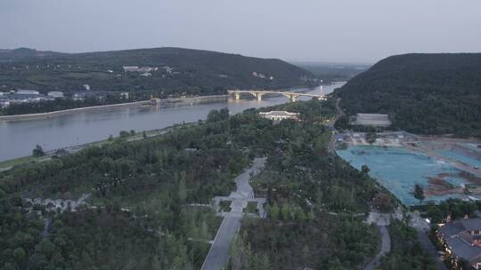 洛阳龙门龙门石窟伊河古街古建筑航拍