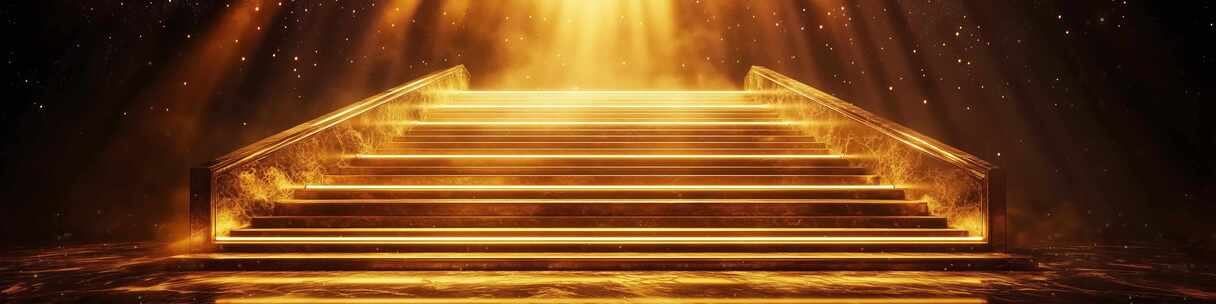 金色舞台阶梯背景
