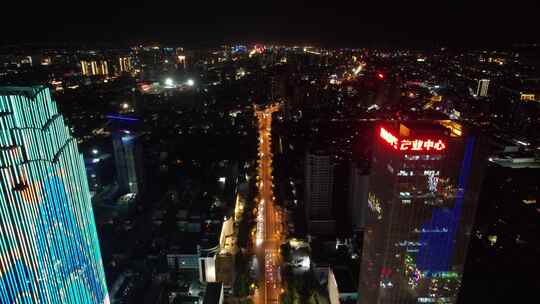 河北保定城市夜景灯光航拍