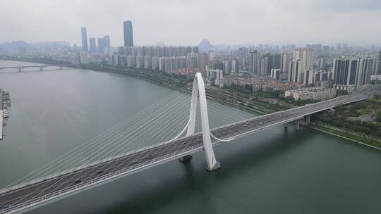 航拍广西柳州白沙大桥视频素材模板下载