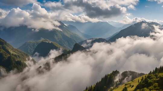 山峦云海自然风光全景