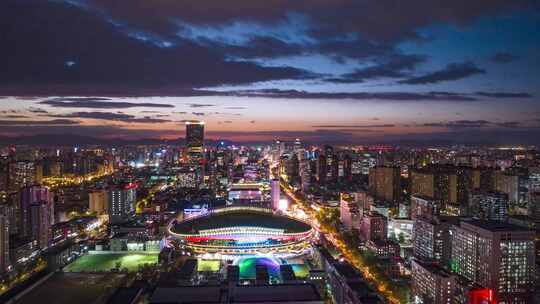 石家庄夜景延时航拍