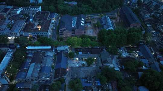 景德镇陶溪川文创街区夜景航拍陶溪川夜晚